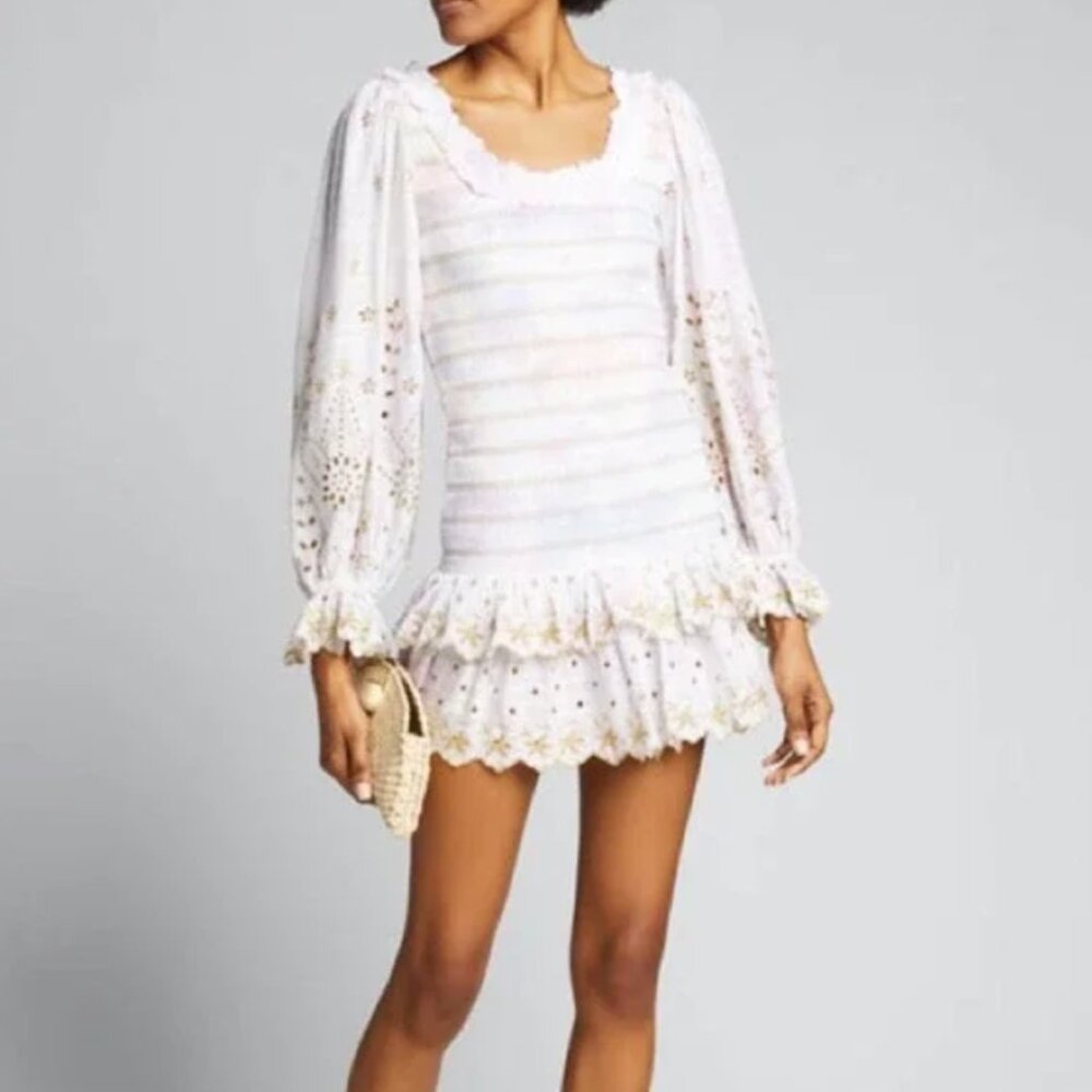 LoveShackFancy Celia White Ruffle Dress
